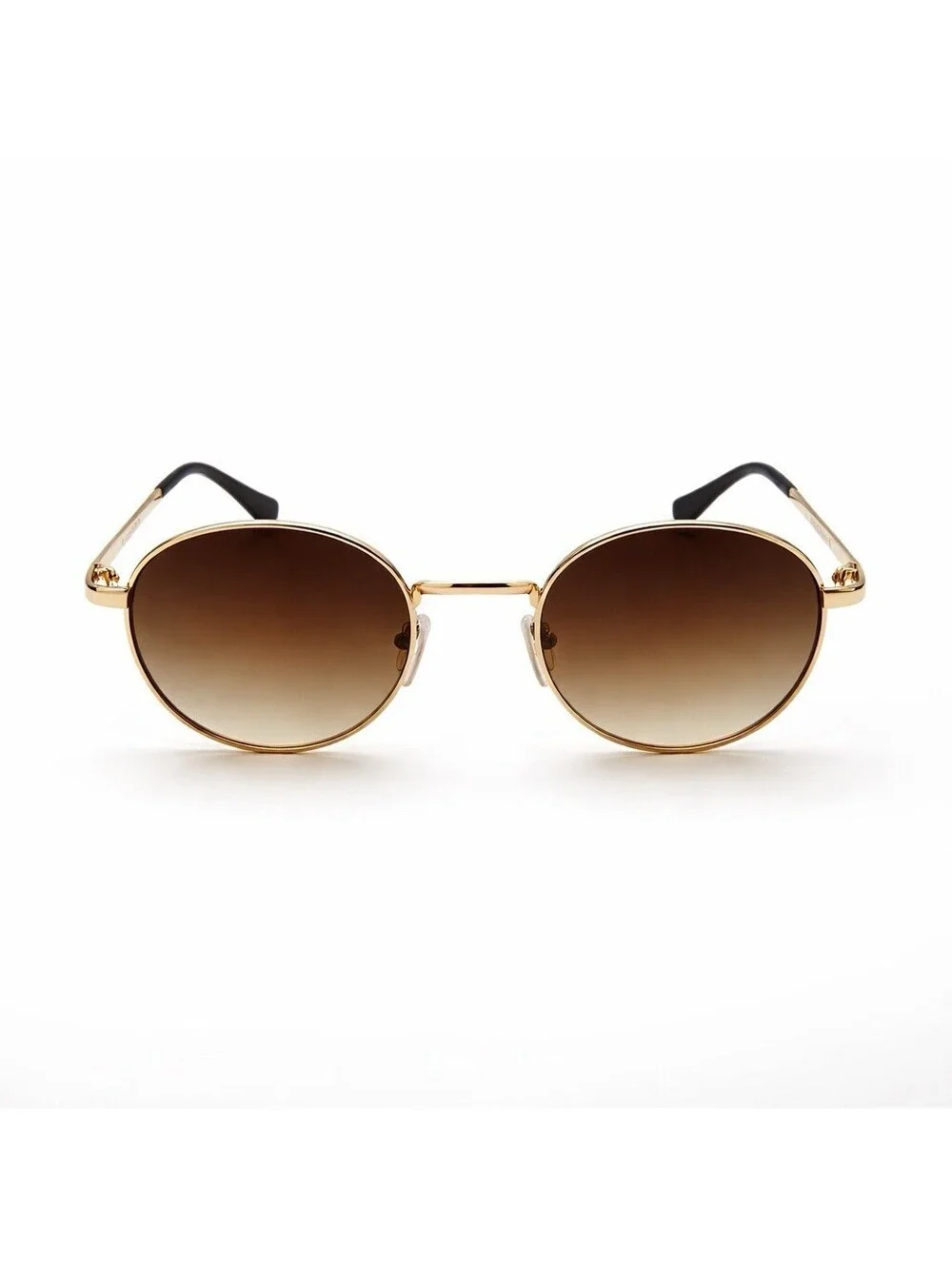 Retro Round Sunglasses Gold Metal Frame Brown Gradient UV400 Unisex New